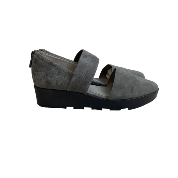 Eileen Fisher Women's Grey Suede Wedge Sandals Sz 7 - Picture 4 of 11